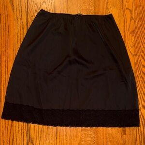 Black Half Slip Skirt with Lace Trim